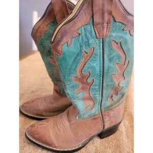OLD WEST BOOTS cowgirl turquoise inlay 1